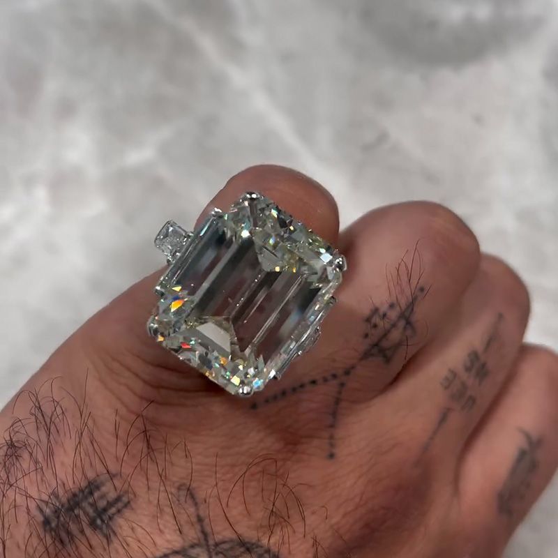 15ct Emerald Cut White Sapphire Luxury Handmade Sterling Silver Men’s Ring