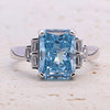 4.0CT. Radiant Cut Blue Gemstone Engagement Ring Set