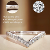 Classic 4 Prong Round Cut Sterling Silver Engagement Ring with Band