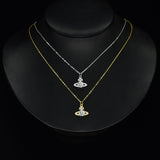 Saturn Design 1ct Moissanite Pendant Necklace in Sterling Silver