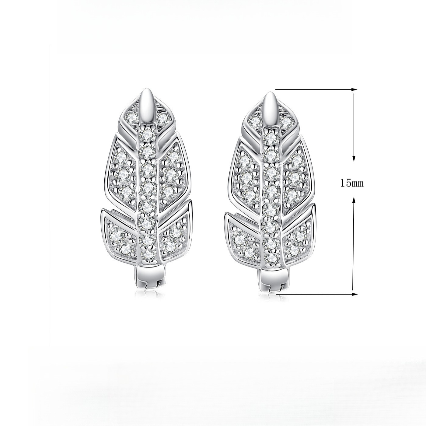 Leaf Design Moissanite Earrings in Sterling Silver
