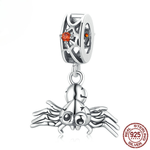 Halloween Spider Witch Pumpkin Sterling Silver DIY Charms