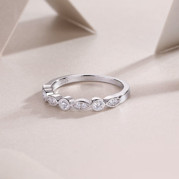 Simple Half Eternity 18k White Gold Plated Moissanite Band
