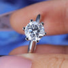 ShineofDiamond Simple Round Cut Moissanite Sterling Silver Ring