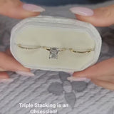 3PCS Radiant Cut Sterling Silver Wedding Bridal Set In Golden Tone