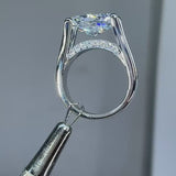 4.5ct Distinctive Inverted Tension-set Oval Cut Sterling Silver Moissanite Engagement Ring