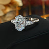 Stunning Three Stone Oval Cut Sterling Silver Ring