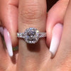 Halo Cushion Cut Split Shank Engagement Ring in Sterling Silver