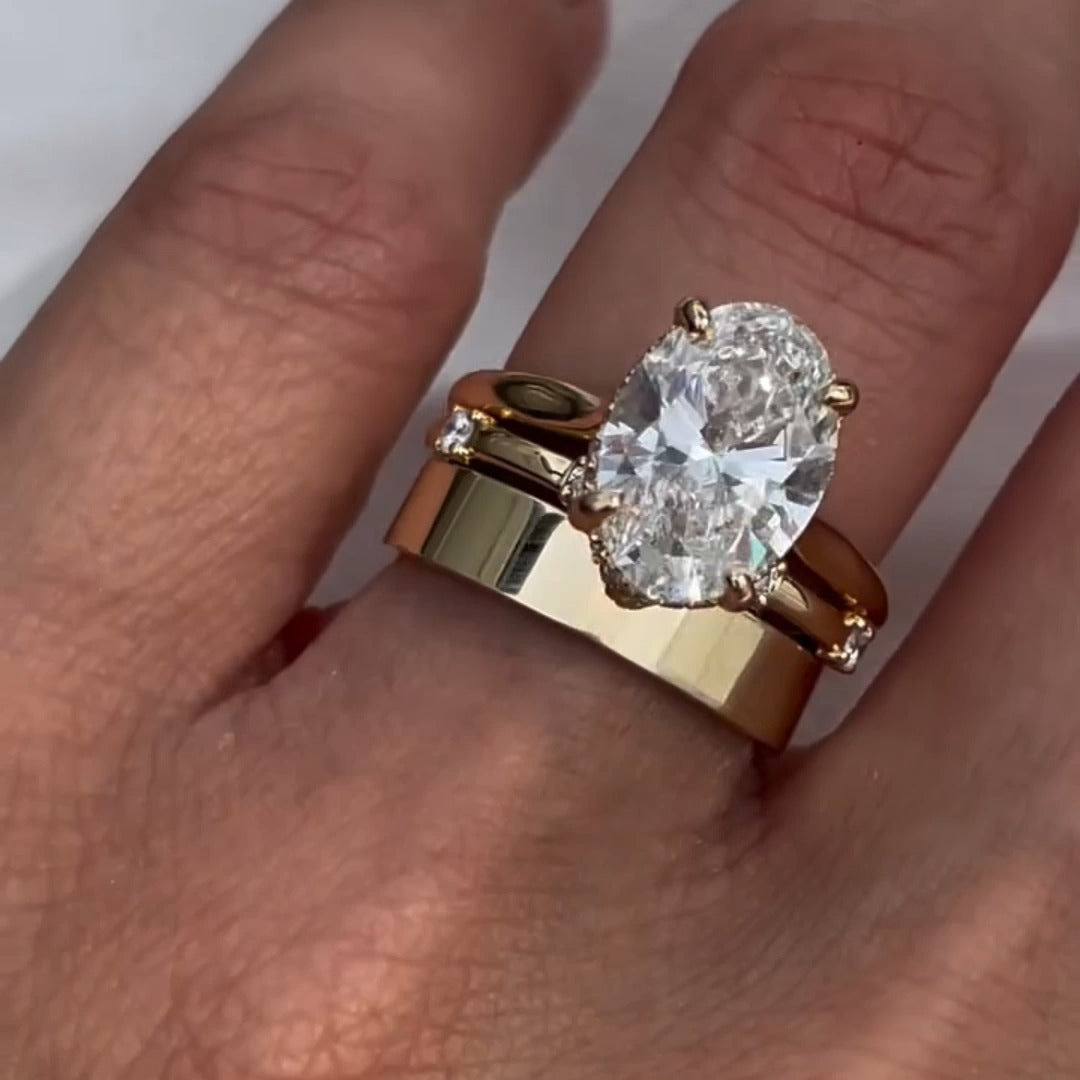 Oval Cut Wedding Ring Set – Gold Bridal Rings for Women, 925