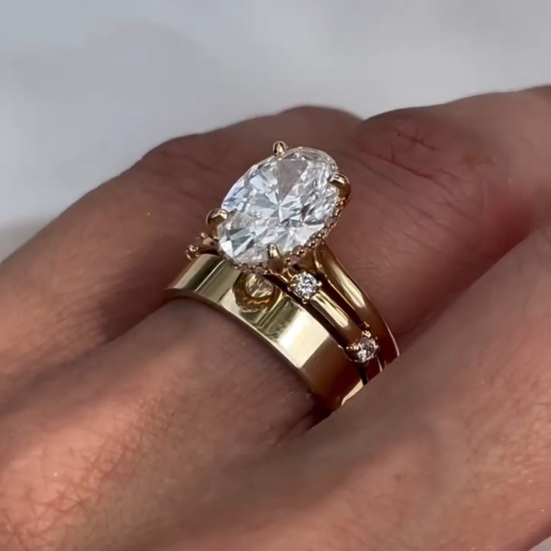 Oval Cut Wedding Ring Set – Gold Bridal Rings for Women, 925 Silver ...