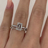 2PCS Emerald Cut Bridal Set Rings In Sterling Silver