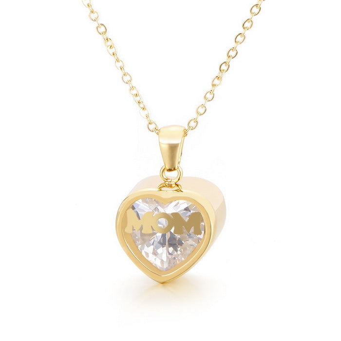 Personalized  Heart Cut Pendant Necklace For Mom