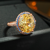 8.0CT Oval Cut Colorful Gemstone Engagement Ring with Blue Accent Halo
