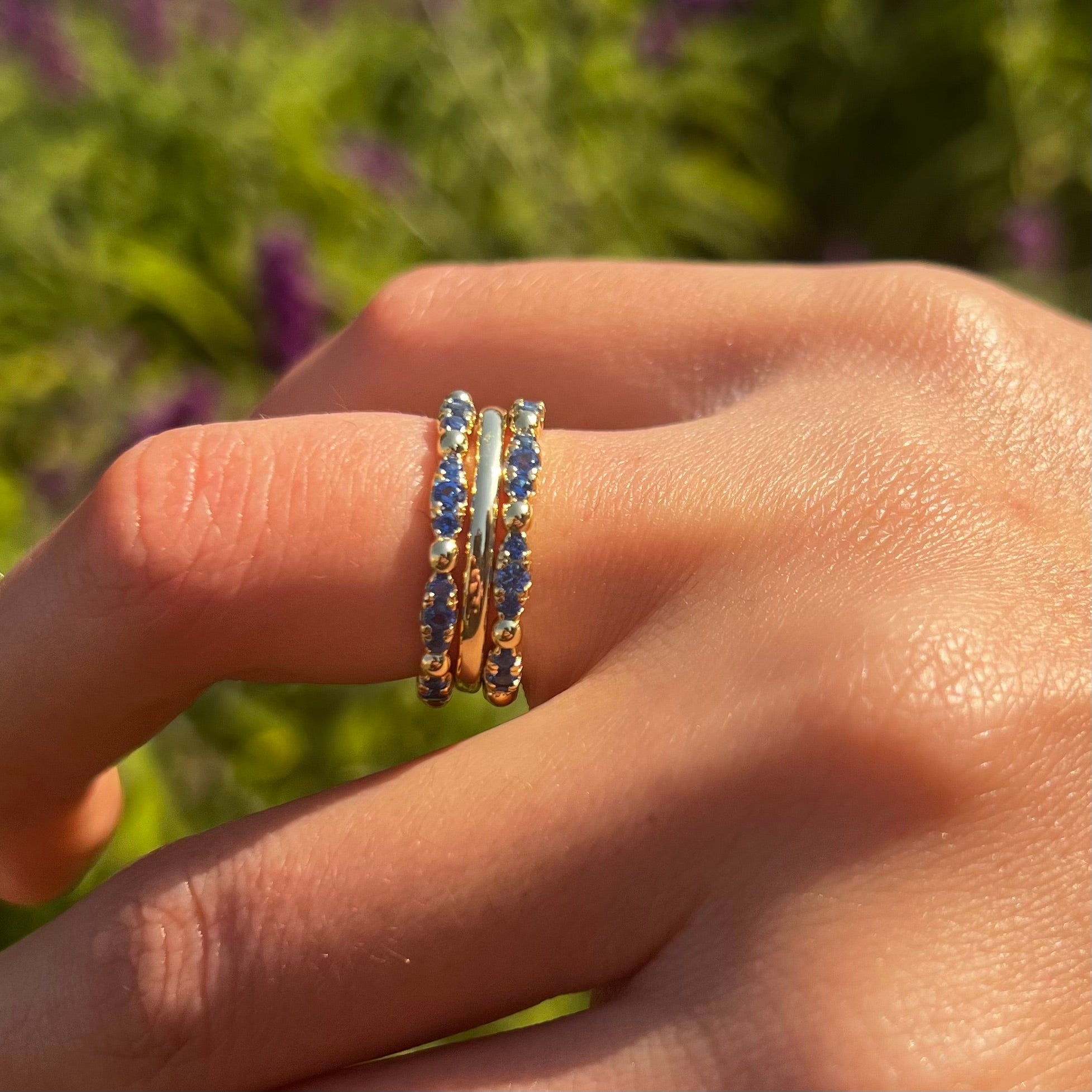 Vintage 3 Pcs Golden Tone Sterling Silver Band Set