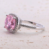 3.5ct Cushion Cut Halo Multi Color Sterling Silver Engagement Ring