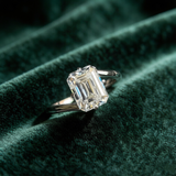 3ct Emerald Cut Twisted Shank Moissanite Engagement Ring in Sterling Silver