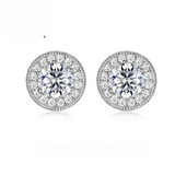 1.0ct Sterling Silver Round Cut Moissanite Stud Earrings