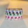 Glamorous Multicolor Eternity Stacking Wedding Band in Sterling Silver