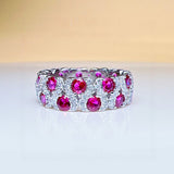 Rose Red and Emerald Green Eternity Wedding Band