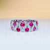 Rose Red and Emerald Green Eternity Wedding Band