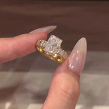 Vintage Radiant Cut with Baguette Side Stones Engagement Ring