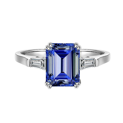 Unique Three Stone 2.5ct Tanzanite Blue Ring