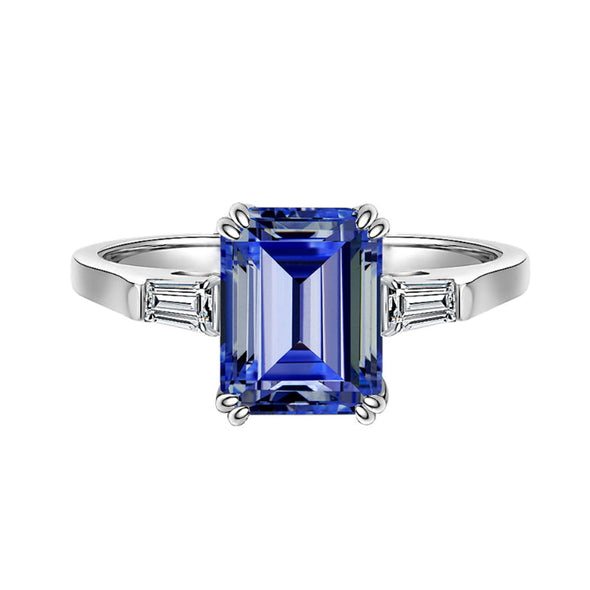 Unique Three Stone 2.5ct Tanzanite Blue Ring