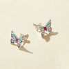 Butterfly Design Colored Gemstone Earrings Stud in Sterling Silver