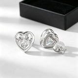 Heart Cut Bubble Design Stud Earrings in Sterling Silver