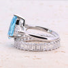 4.0ct Pear Cut Blue Gemstone Engagement ring with Eternity Band