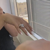 Stunning Three Stone Radiant Cut Sterling Silver Wedding Bridal Set