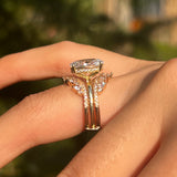 2 Pcs Hidden Halo Oval Cut Insert Bridal Set For Women