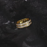 Moissanite Unisex Double Row Channel Set Wedding Band in Sterling Silver