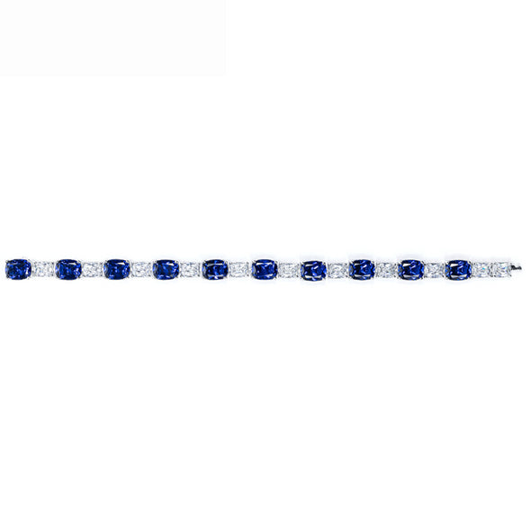 luxurious Royal Blue Tennis Bracelet in Sterling Silver