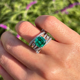 2 Pcs Green Cushion Cut Insert Bridal Sets