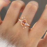 2.5 Carat Padparadscha Oval Cut Engagement Ring in Sterling Silver