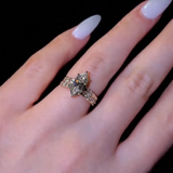 Luxury Marquise Cut With Hidden Halo Sterling Silver Bridal Set