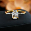 Simple 2.0 CT Radiant Cut Golden Tone Ring