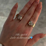 Wide Band Classic Solitaire Round Cut Engagement Ring