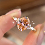 2.5 Carat Padparadscha Oval Cut Engagement Ring in Sterling Silver