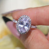 Stunning Oval Cut Halo Design Sterling Silver Engagement Ring