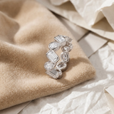 Elegant Moissanite Wedding Band in Sterling Silver