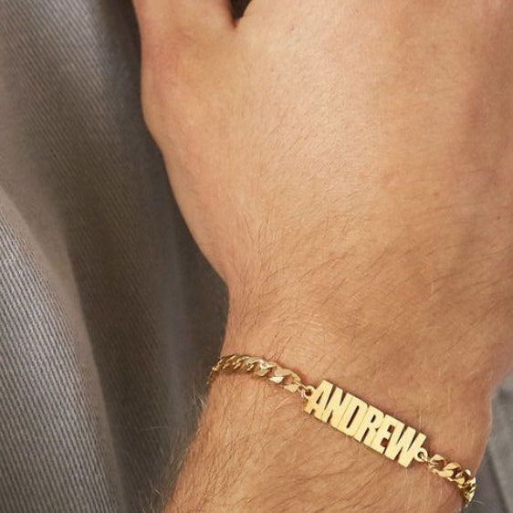 Custom Name Cuban Chain Bracelet for Men