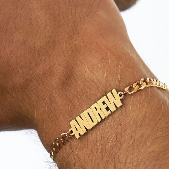 Custom Name Cuban Chain Bracelet for Men