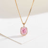 2CT Cushion Cut Halo Pink & White Adjustable  Necklace