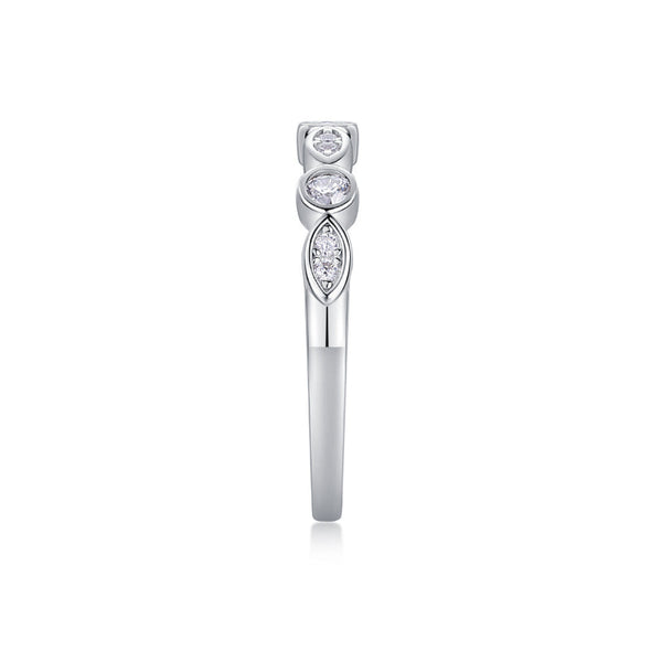 Simple Half Eternity 18k White Gold Plated Moissanite Band