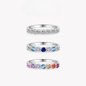 Round Cut Multi-color Sterling Silver Band
