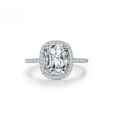 3ct Radiant Cut Halo Engagement Ring in Sterling Silver