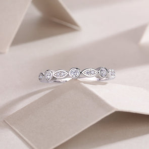 Simple Half Eternity 18k White Gold Plated Moissanite Band