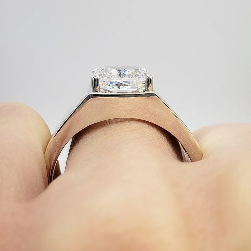 Handmade 3.5ct Radiant Cut White Sapphire Classic Sterling Silver Men's Ring